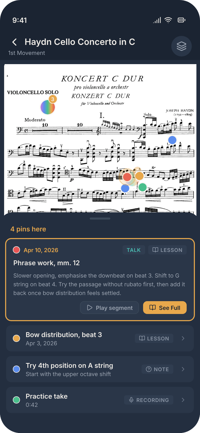 Recordings and notes gathered on a single score